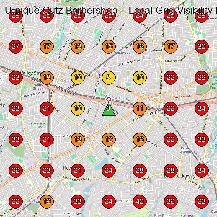 U-nique Cutz Barbershop GeoGrid visibility map for Barber Shop in Lynbrook